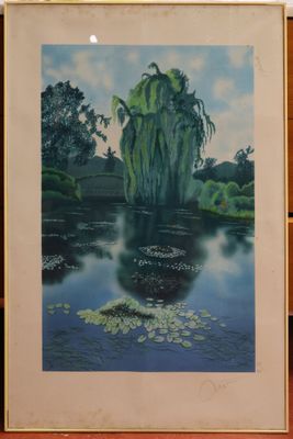 une image d'un tableau représentant un saule dans l'eau