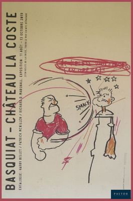 dessin humoristique représentant un homme lançant un frisbee à un autre homme vêtu d'un t-shirt rouge