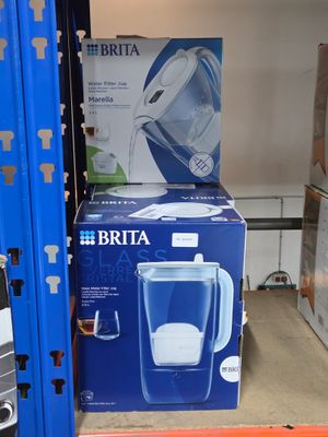 a box of brita water pitcher sitting on a shelf