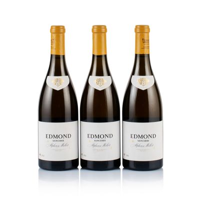 three bottles of red wine sit side by side on a white surface
