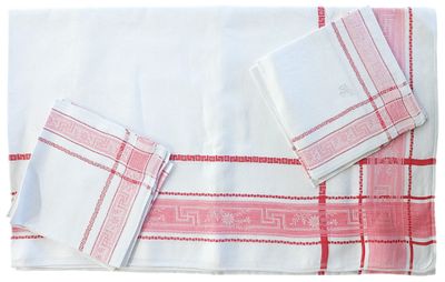 NAPPE A THE damassée à chiffres brodés et motifs de boteh fl… - Photo 1