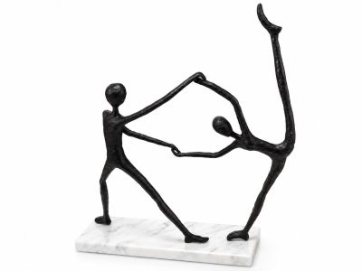 sculpture of two people holding hands on a marble base