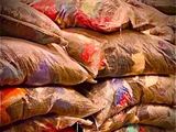 a pile of bags that are stacked on top of each other