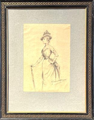 Louise ABBEMA (1853-1927). Portrait de dame au parapluie.