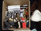 a box full of assorted items on a table