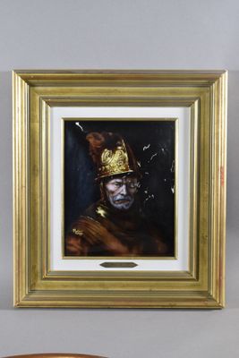 tableau représentant un homme coiffé d'une couronne, dans un cadre doré