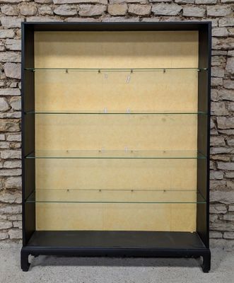 une photo d'une vitrine avec des étagères en verre