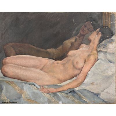 l'image d'un tableau représentant une femme nue allongée sur un lit