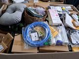 a cardboard box full of items that are sitting on a table