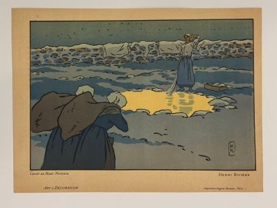 an image of a painting of a woman standing in the snow
