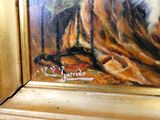 un tableau représentant un chien assis par terre