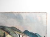 a painting on the wall of a room with a painting on it