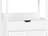 a white bookcase with two drawers and a drawer underneath it