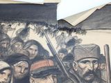 a drawing of a group of people with guns