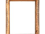 an old wooden frame with a blue and white pattern on it