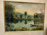 une image d'une peinture de bateaux sur l'eau