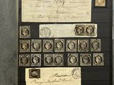 a display case with a lot of stamps on it