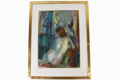peinture d'une femme assise sur une chaise devant une fenêtre