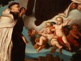 an image of a painting of a man holding a baby and a nun