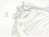 un dessin représentant un dragon avec une épée posée sur sa tête