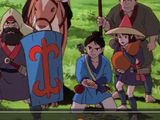 an image of a group of cartoon characters standing in a field