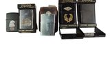 several different types of lighters are lined up on a white surface