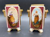 pair of 19th century french hand painted porcelain vases