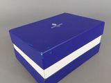 blue and white gift box with lid