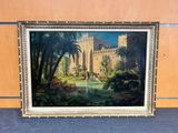 an image of a painting of a castle in a park