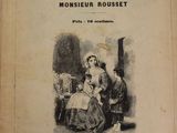un vieux livre sur lequel figure la photo d'un homme et d'une femme assis sur un canapé
