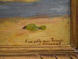 an oil painting of a turtle on a sandy beach with a quote written on it