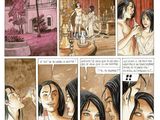 a comic strip with a picture of a woman drinking a drink