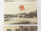 several old photos of people riding horses and horses on a street