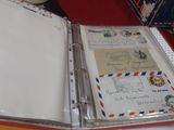 an open book with a bunch of stamps on it