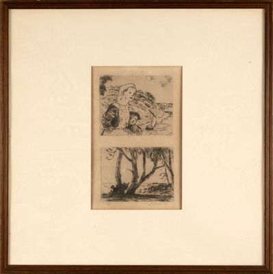 an image of a drawing of a man and a woman sitting under a tree