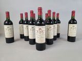 six bouteilles de vin sont alignées sur une table