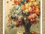 une peinture de fleurs dans un vase sur une table
