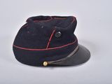 navy blue cap with red stitching on the side of the hat