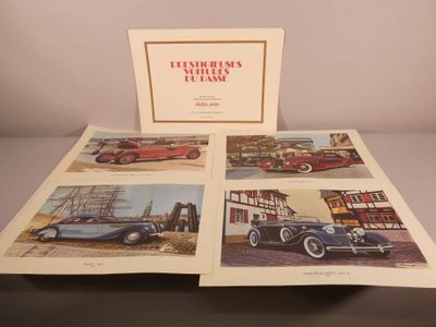 an open book with pictures of old cars and trucks on it