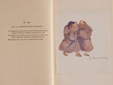 an open book with a drawing of two people hugging each other