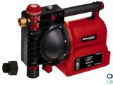 the pump is red and black and has a red valve