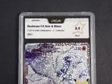 a close up of a pokemon trading card in a plastic case