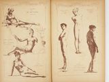 two pages of a book with drawings of a man and a woman