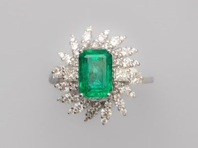 an emerald and diamond ring