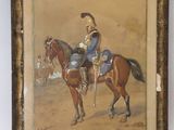 painting of a man on a horse in a blue uniform