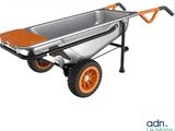 an image of a wheelbarrowr with orange wheels on a white background