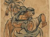 an image of a drawing of a group of people in a room