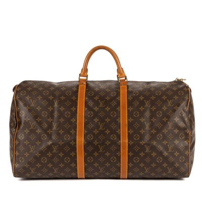 LOUIS VUITTON - SAC de voyage modèle "Keepall 60" en toile M…