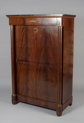 an image of a wooden cabinet with two doors and two drawers