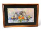 painting of a still life with fruit and a pitcher